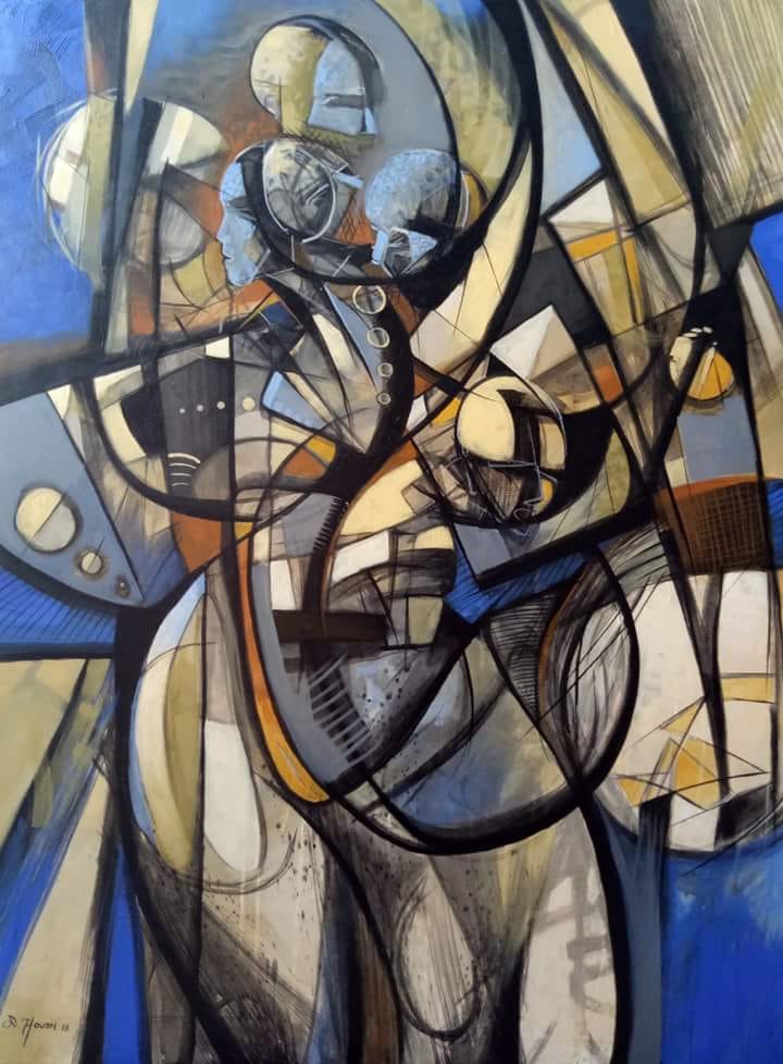 08 Ahmed El Houari Acryliqye Sur Toile 90 X 120 Cm Amour Bleu 15 000 Dh Vosartistescom 0780